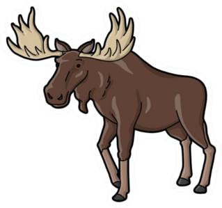 Happy Moose Walking Sticker