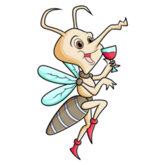 Happy Mosquito Is Drinking A Glass Of Blood Sticker