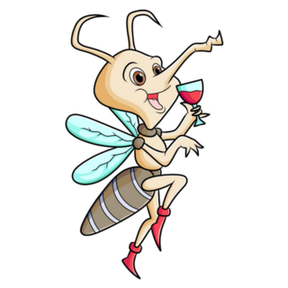 Happy Mosquito Is Drinking A Glass Of Blood Sticker