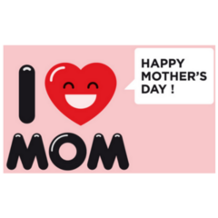 Happy Mothers Day Card. I Love Mom. Sticker