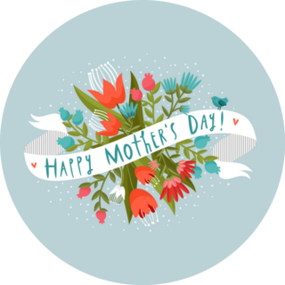 Happy Mothers Day Floral Blue Banner Sticker