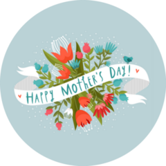 Happy Mothers Day Floral Blue Banner Sticker