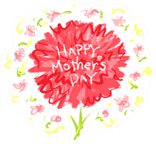 Happy Mothers Day, Hand-drawn Red Carnation Sticker