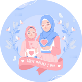 Happy Mothers Day Hijab Illustration Sticker