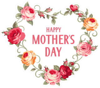 Happy Mothers Day In Floral Heart Sticker