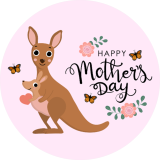 Happy Mothers Day Kangaroo And Baby Sticker