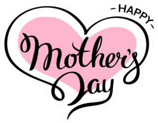 Happy Mothers Day Lettering On A Heart Sticker