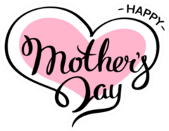 Happy Mothers Day Lettering On A Heart Sticker