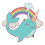 Happy Narwhal With Rainbow Sticker