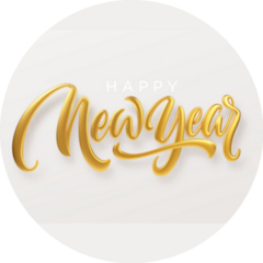 Happy New Year And Christmas Golden Sticker 