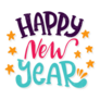 Happy New Year Bold Letters With Stars Sticker