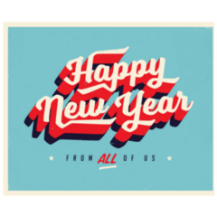 Happy New Year From All Of Us Blue Sticker 