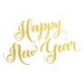 Happy New Year Gold Cursive Lettering Sticker 
