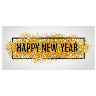Happy New Year. Gold Glitter Sticker