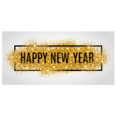 Happy New Year. Gold Glitter Sticker