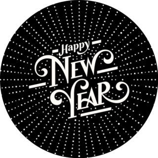 Happy New Year Lettering With Burst Rays Sticker 