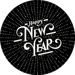 Happy New Year Lettering With Burst Rays Sticker 