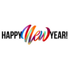 Happy New Year Rainbow Lettering Sticker