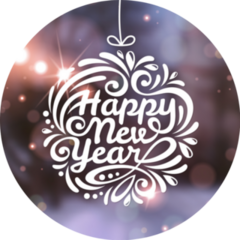 Happy New Year Snowy Evening Street With Lights Sticker