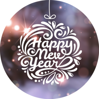 Happy New Year Snowy Evening Street With Lights Sticker