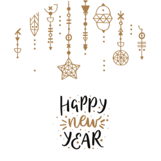 Happy New Year With Hanging Ornaments Sticker 
