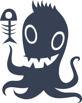 Happy Octopus Holding Fish Bones Sticker