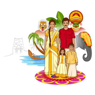 Happy Onam Background In Indian Art Sticker