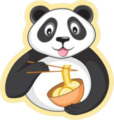 Happy Panda Eating Noodles Sticker