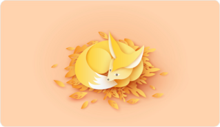 Happy Paper Fox Relaxing On Leaves Sticker