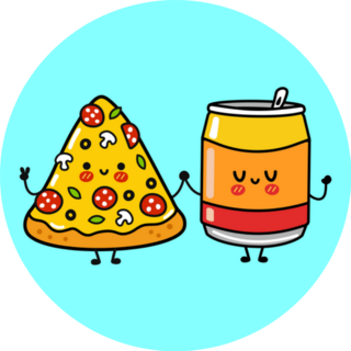 Happy Pizza And Soda Character Sticker