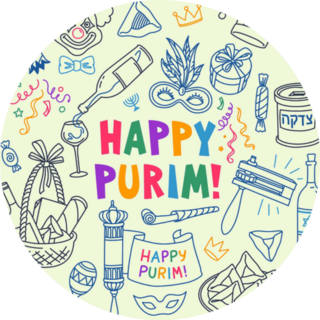 Happy Purim! Traditional Jewish Holiday Sticker 