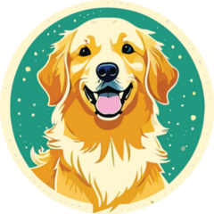 Happy Retriever Circle Sticker
