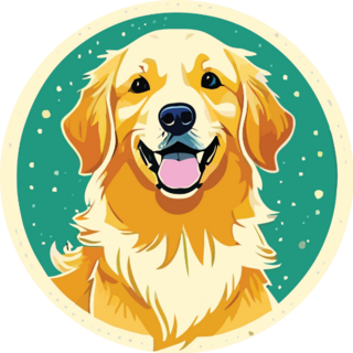 Happy Retriever Circle Sticker