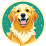 Happy Retriever Circle Sticker