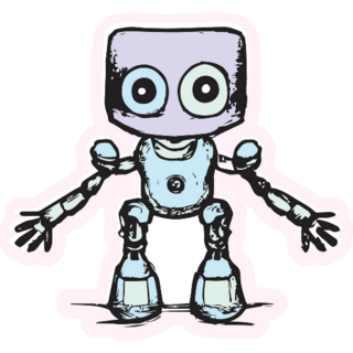 Happy Robot Purple Sticker