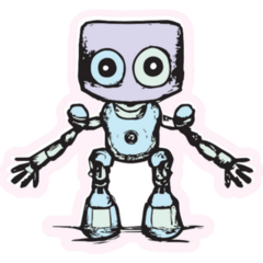 Happy Robot Purple Sticker