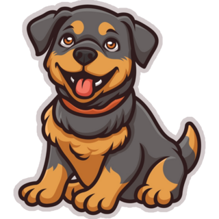 Happy Rottweiler Pup Sticker