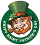 Happy Saint Patricks Day Leprechaun Badge Sticker