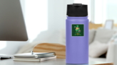 Happy Saint Patricks Day with a Winky Leprechaun Sticker on a Water Bottle (New) example