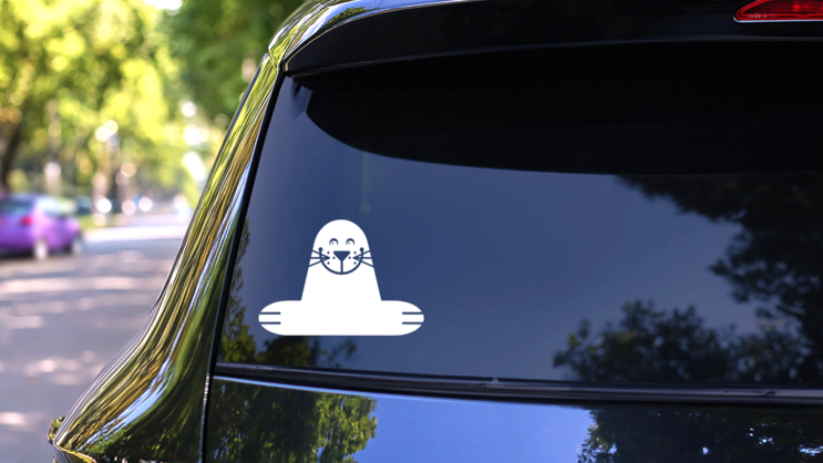 Happy Sea Lion Seal Sticker on a Rear Car Window (New) example