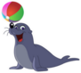 Happy Seal With A Colored Ball On Nose Sticker
