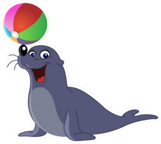 Happy Seal With A Colored Ball On Nose Sticker
