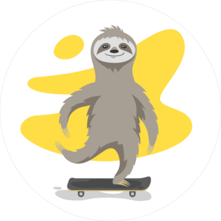 Happy Sloth On Skateboard Sticker