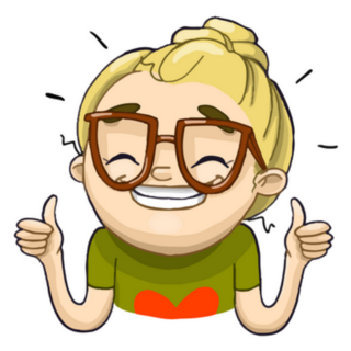 Happy Smiling Cartoon Girl Thumbs Up Sticker