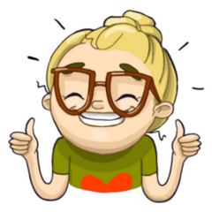 Happy Smiling Cartoon Girl Thumbs Up Sticker