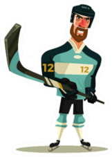 Happy Smiling Hockey Player Character Mascot Sticker