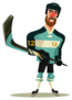 Happy Smiling Hockey Player Character Mascot Sticker