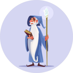 Happy Smiling Old Magician Sticker