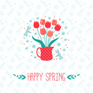 Happy Spring With Tulips Sticker