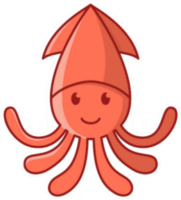 Happy Squid Character Mascot Sticker